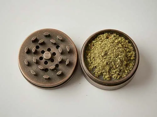 Open Weed Grinder Showing the Top and Second Chamber 